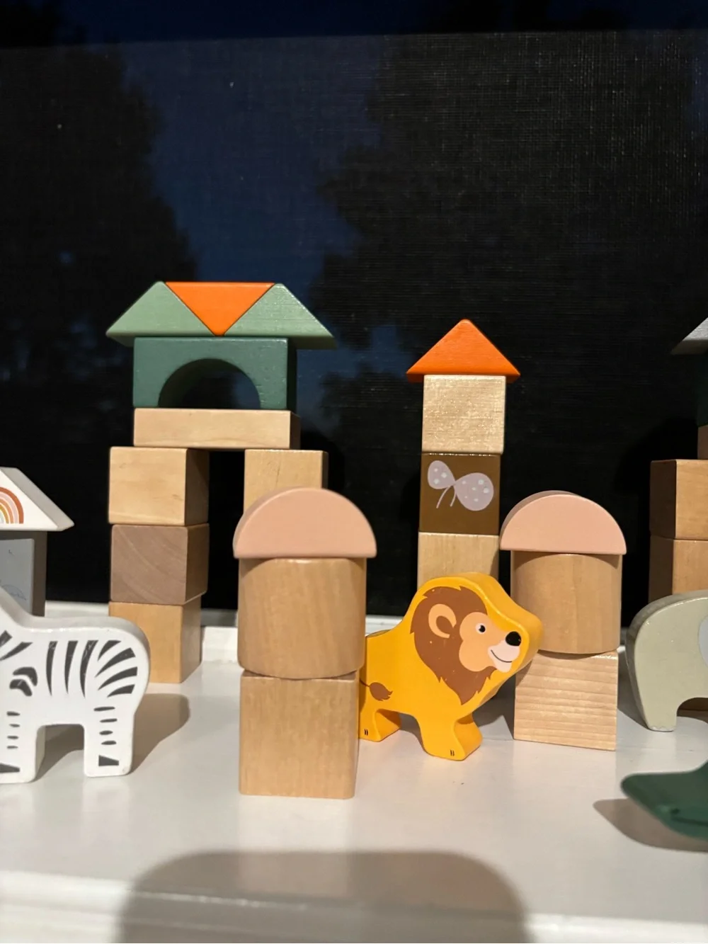 Safari Animal Building Blocks Wooden 50-Piece Set Legler Germany Legler